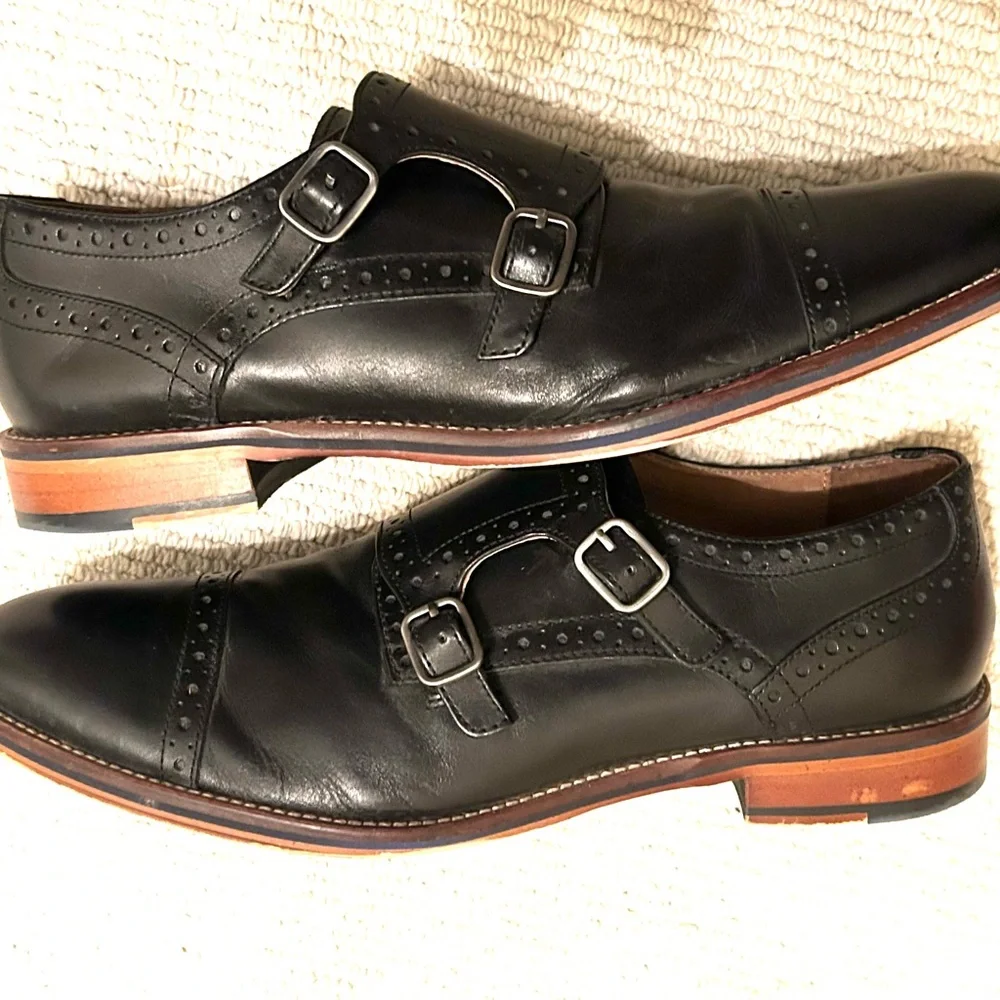 Johnston & Murphy Black Double Monk Strap Oxfords - Picture 3 of 5
